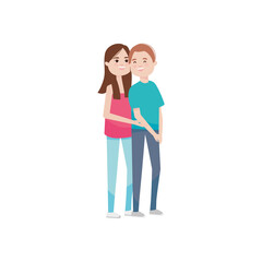 icon of young couple in love, colorful design