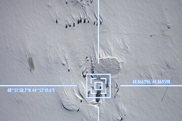view from satellite on the earth surface, geolocation, gps coordinates. elements of this image...