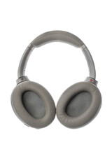 new modern gray wireless headphones, audio studio device isolated