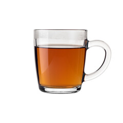 Tea in a transparent glass mug on a white background