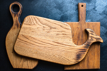 kitchen cutting board or serving dishes original form handmade product organic handmade craft on the table top view copy space for text food background rustic