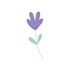 purple flower with stem, colorful design