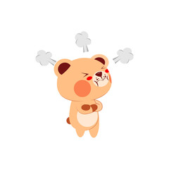 Isolated angry bear cartoon. Kawaii style. Vector illustration