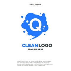 Obraz premium Creative Bubble Smooth Rectangle with Dots Initial Q Letter Logo Design