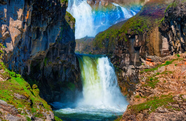 White River waterfall in the open high desert of eastern Oregon