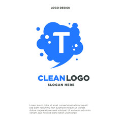 Creative Bubble Smooth Rectangle with Dots Initial T Letter Logo Design