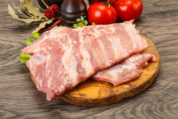 Raw pork ribs for cooking