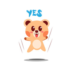 Isolated happy bear cartoon saying yes. Vector illustration