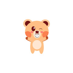 Fototapeta premium Isolated happy bear cartoon. Kawaii style. Vector illustration