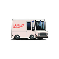 isolated delivery van cartoon illustration