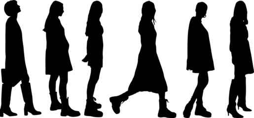 Vector silhouette of ladies, profile view perfect to include in your architecture projects, renders, sketches or plans.