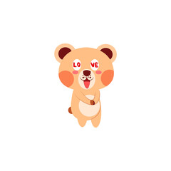 Isolated happy bear cartoon in love. Vector illustration