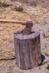 An old, damaged axe