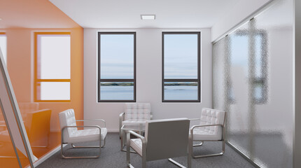 Modern office Cabinet.  3D rendering.   Meeting room