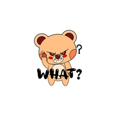 Isolated angry bear cartoon. Kawaii style. Vector illustration