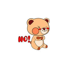 Isolated angry bear cartoon. Kawaii style. Vector illustration