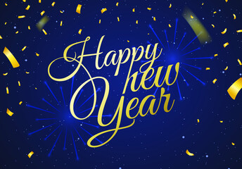 High Quality Happy New Year on Gradient Background . Isolated Vector Elements