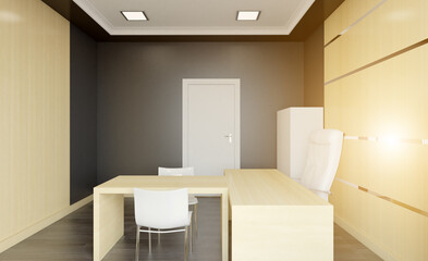 Modern office building interior. 3D rendering.