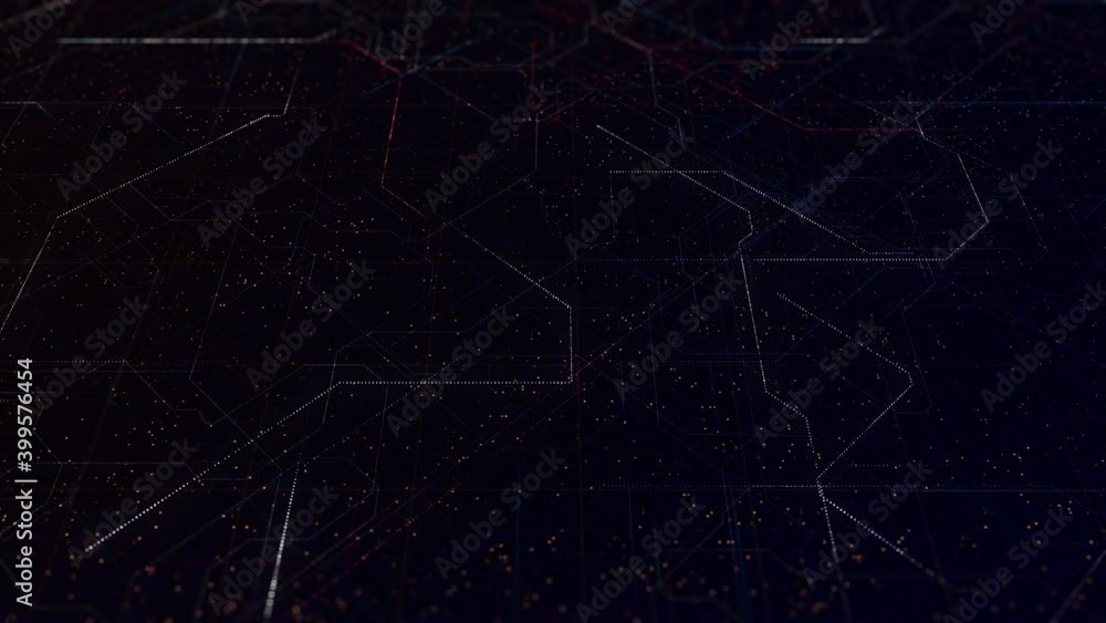 Poster lines moving in diagram on dark background. animation. beautiful technological background with glowi