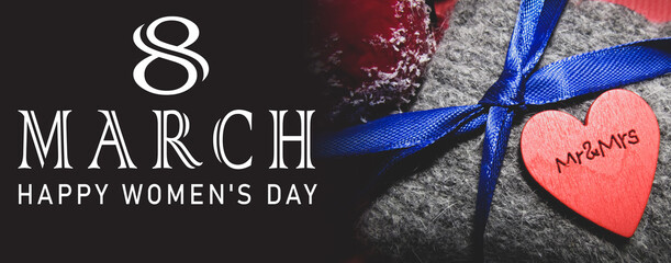March 8. Happy womens day. Postcard, banner, business card, design for any purpose.