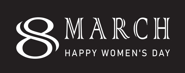 Congratulatory banner for March 8. Happy Women's Day.