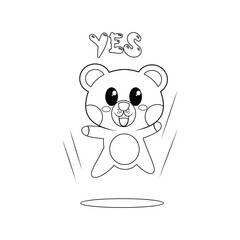 Isolated happy bear cartoon saying yes. Vector illustration