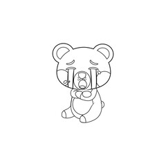 Isolated crying bear cartoon. Kawaii style. Vector illustration