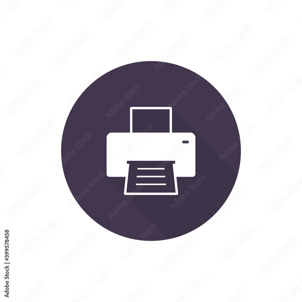 Poster printer icon on circle button, vector simple flat isolated symbol