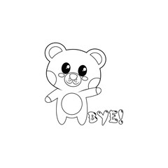 Isolated happy bear cartoon saying bye. Vector illustration