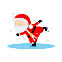 Happy santa claus cartoon skating on ice. Vectoro illustration