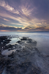 Sunset in Playa de las Americas in the south of Tenerife (Spain)