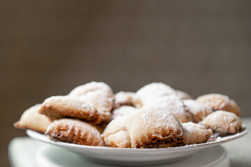 Sweet pastries are on the plate
