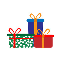 Group of christmas present with ribbons. Vector illustration