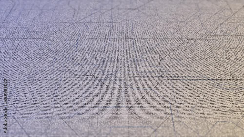 Poster scheme of moving lines on white background. animation. animated path map of schematic lines moving o
