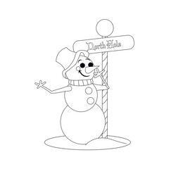 Happy christmas snowman cartoon saying hi. Vector illustration
