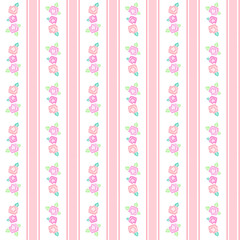 Very sweet colorful pastel pattern of roses and ribbons. Beautiful seamless pattern design for decorating, wallpaper, fabric and etc.