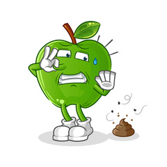 green apple with stinky waste illustration. character vector