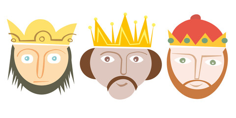 The three wisemen cartoons. Epiphany day holy night and christmas. Colorful design. Vector illustration