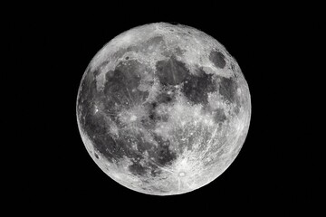Detailed shot of the full Moon at shot at 1600mm focal length - obrazy, fototapety, plakaty