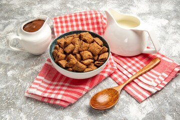 front view sweet pillow cookies on a white background biscuit breakfast milk