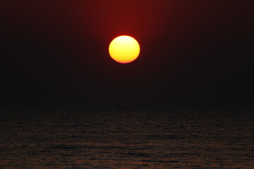 sunset at  livorno beach , Italy