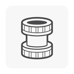 HDPE compression coupling fittings vector icon. Pvc or plastic material to connection or join tube, pipe and hose. Working under pressure for plumbing, irrigation sprinkler and electrical conduit syst