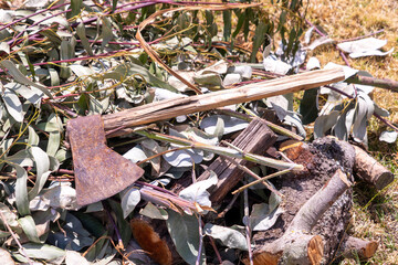 An old, damaged axe