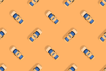 Taxi car top view. Seamless pattern on the theme of taxi.