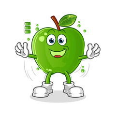 green apple full battery character. cartoon mascot vector