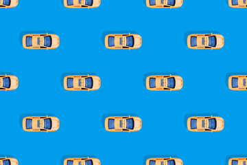 Taxi car top view. Seamless pattern on the theme of taxi.