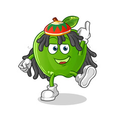 green apple reggae boy cartoon. cartoon mascot vector