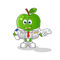 green apple pilot mascot. cartoon vector