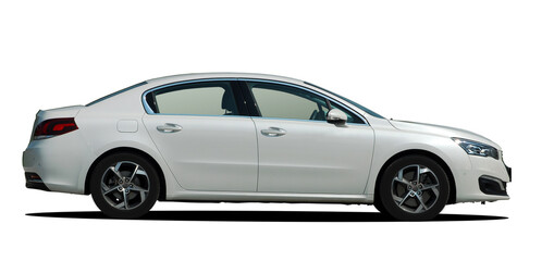 Sedan. Car on white background, side view.