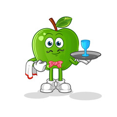 green apple waiter cartoon. cartoon mascot vector